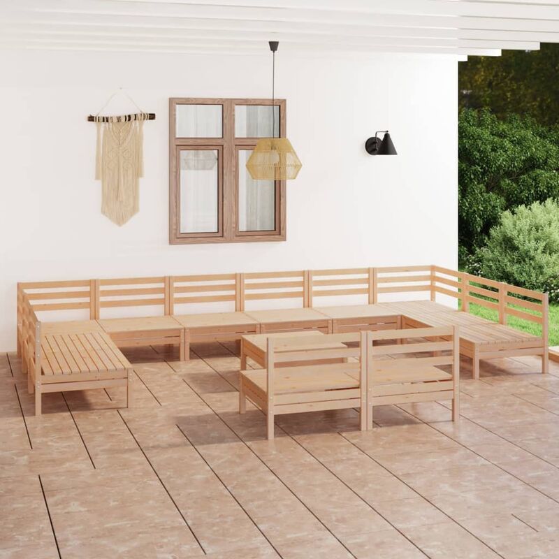 

Juego de muebles de jardín 13 piezas madera maciza de pino