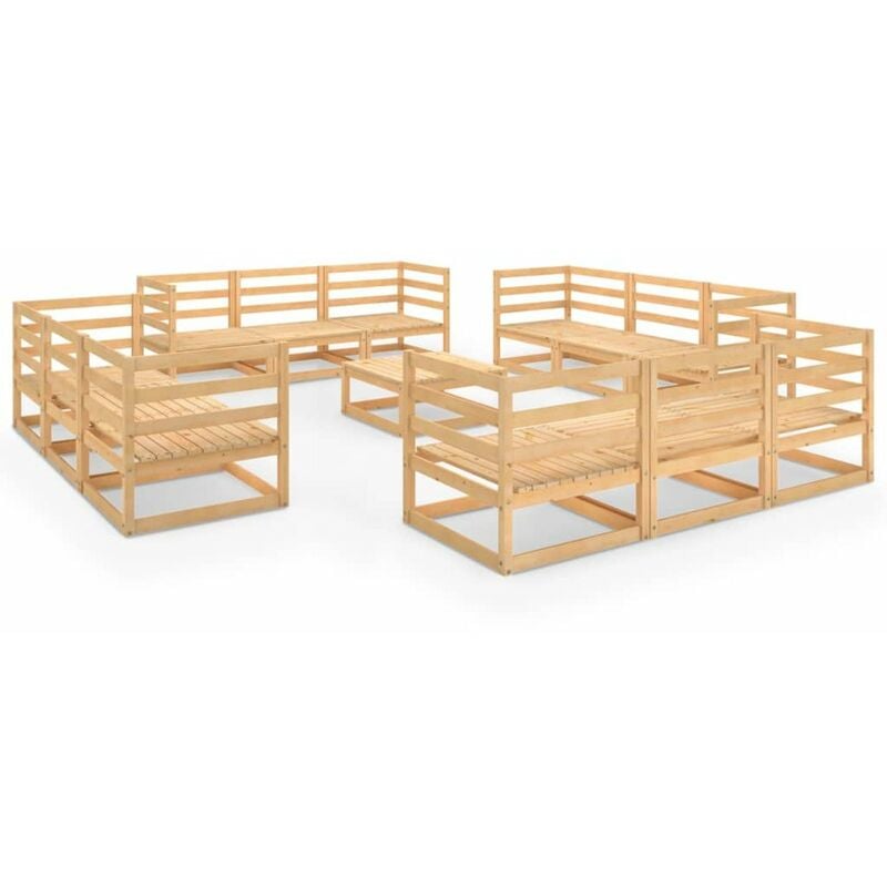 

Juego de muebles de jardin 13 piezas madera pino maciza