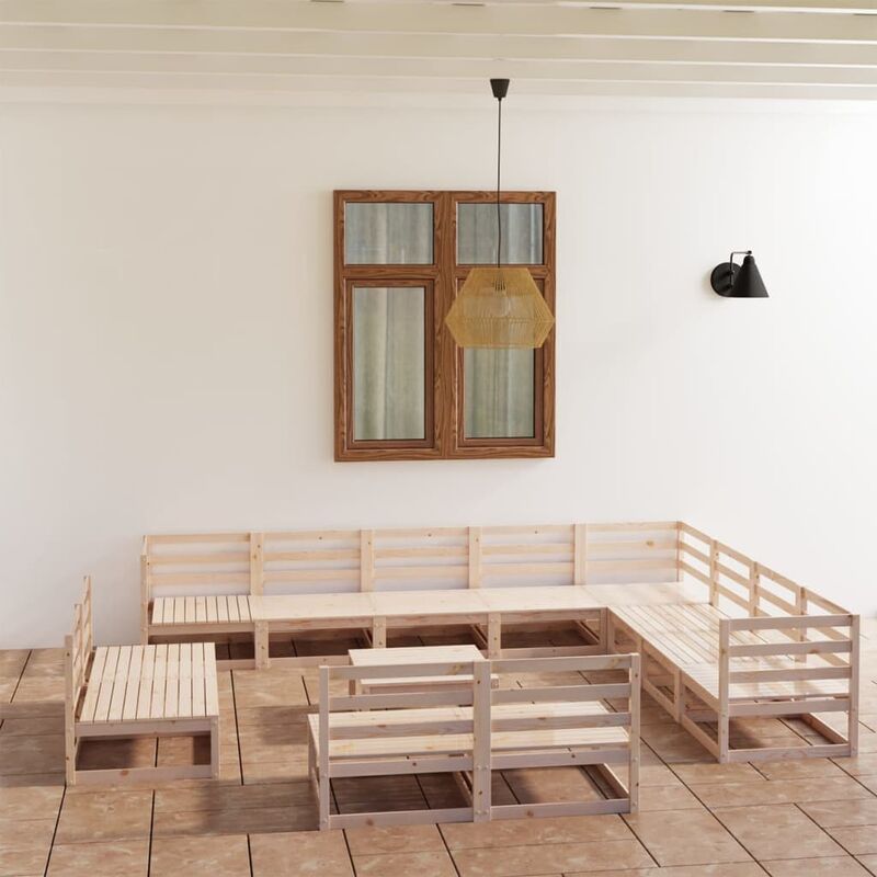

Juego de muebles de jardín 13 piezas madera pino maciza