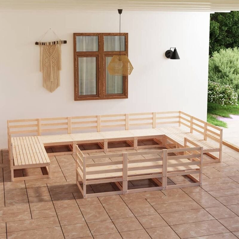 

Juego de muebles de jardín 13 piezas madera pino maciza