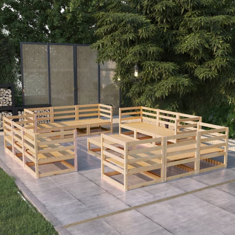 

Juego de muebles de jardín 13 piezas madera pino maciza