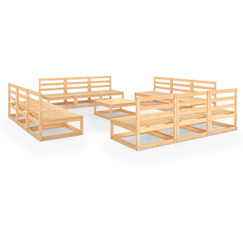 

Juego de muebles de jardin 13 piezas madera pino maciza