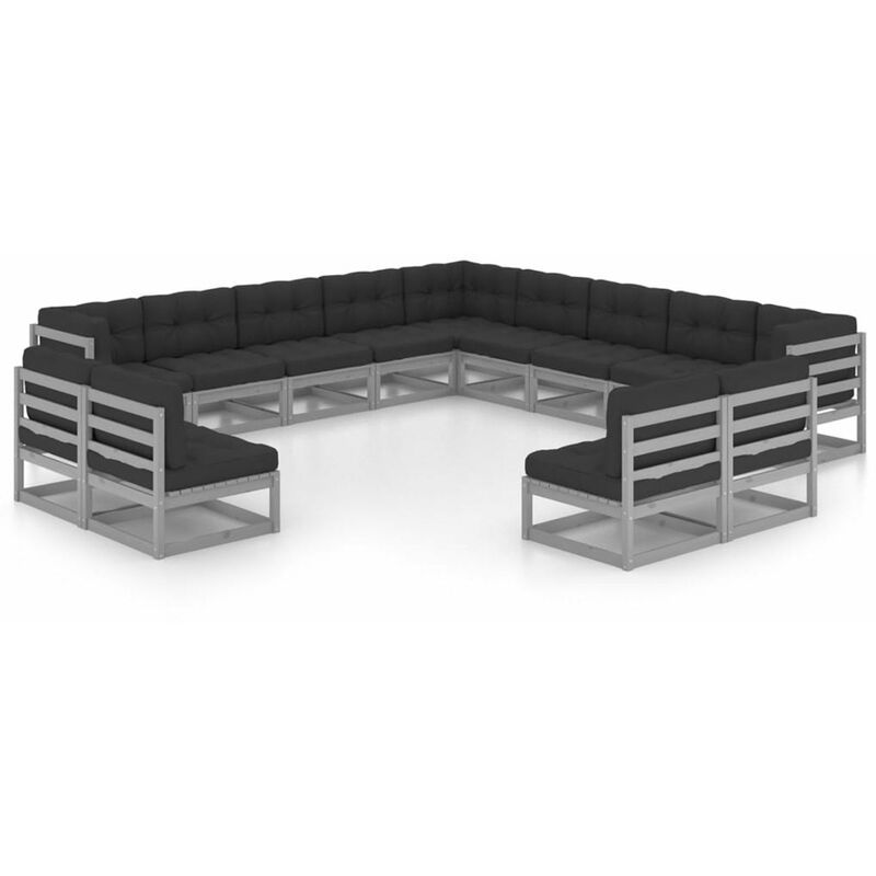 

Juego de muebles de jardin 13 pzas y cojines madera maciza pino