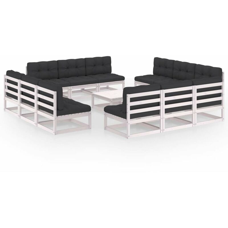

Juego de muebles de jardin 13 pzas y cojines madera pino maciza