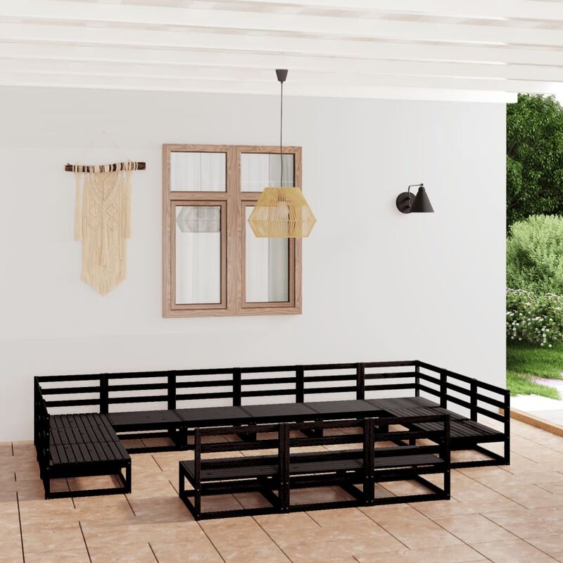 

Juego de muebles de jardín 13 pzas y cojines madera pino maciza
