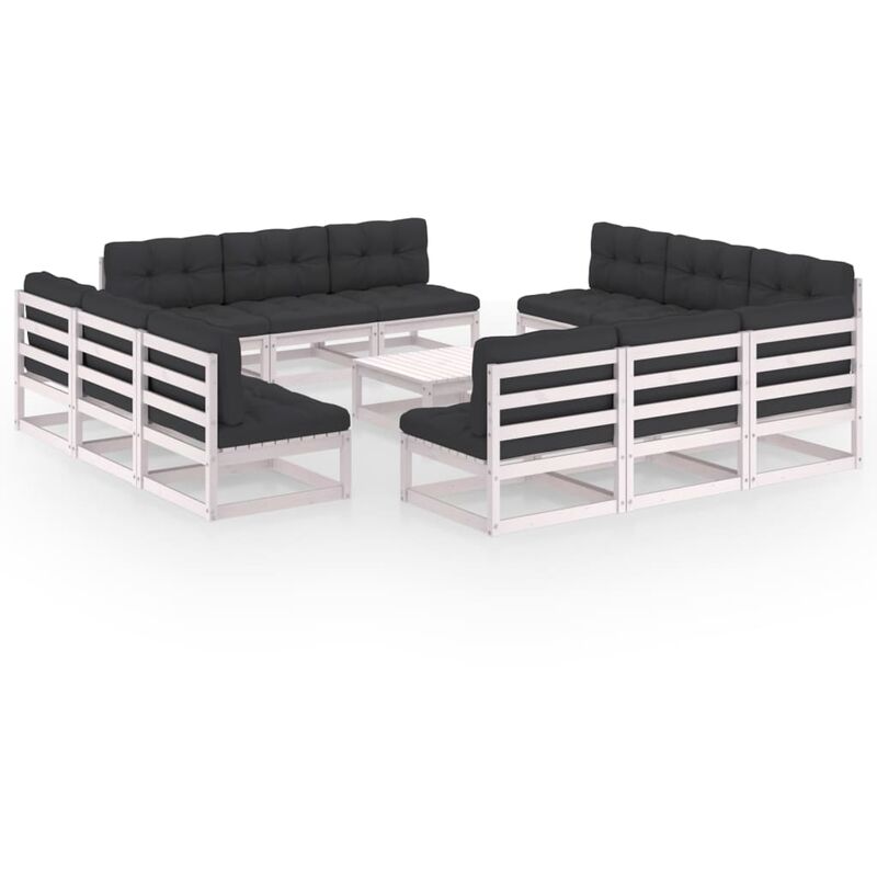 

Juego de muebles de jardín 13 pzas y cojines madera pino maciza