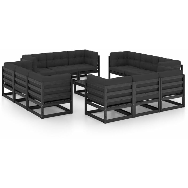

Juego de muebles de jardín 13 pzas y cojines madera pino maciza