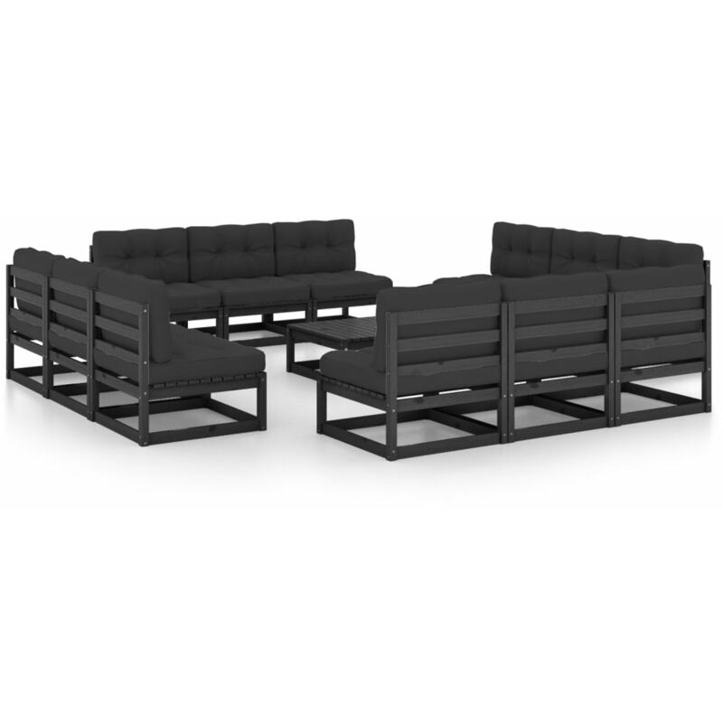 

Juego de muebles de jardín 13 pzas y cojines madera pino maciza