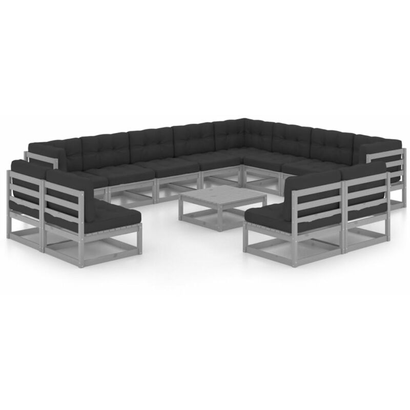 

Juego de muebles de jardín 13 pzas y cojines madera pino maciza