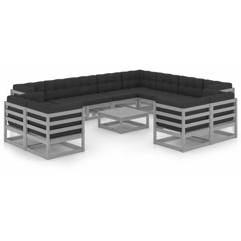 

Juego de muebles de jardín 13 pzas y cojines madera pino maciza