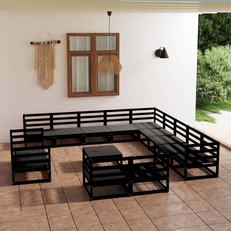 

Juego de muebles de jardín 14 piezas madera maciza de pino