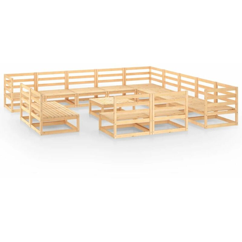 

Juego de muebles de jardin 14 piezas madera pino maciza