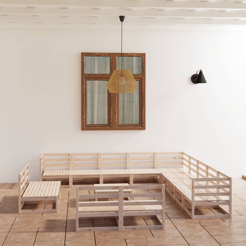 

Juego de muebles de jardín 14 piezas madera pino maciza