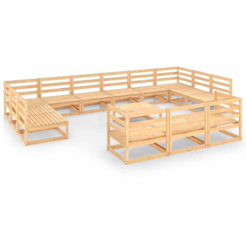 

Juego de muebles de jardin 14 pzas y cojines madera maciza pino