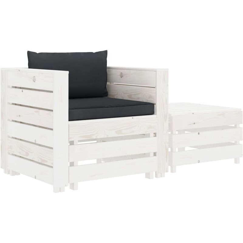

Juego de muebles de jardín 2 piezas madera cojín gris antracita - Gris - Vidaxl