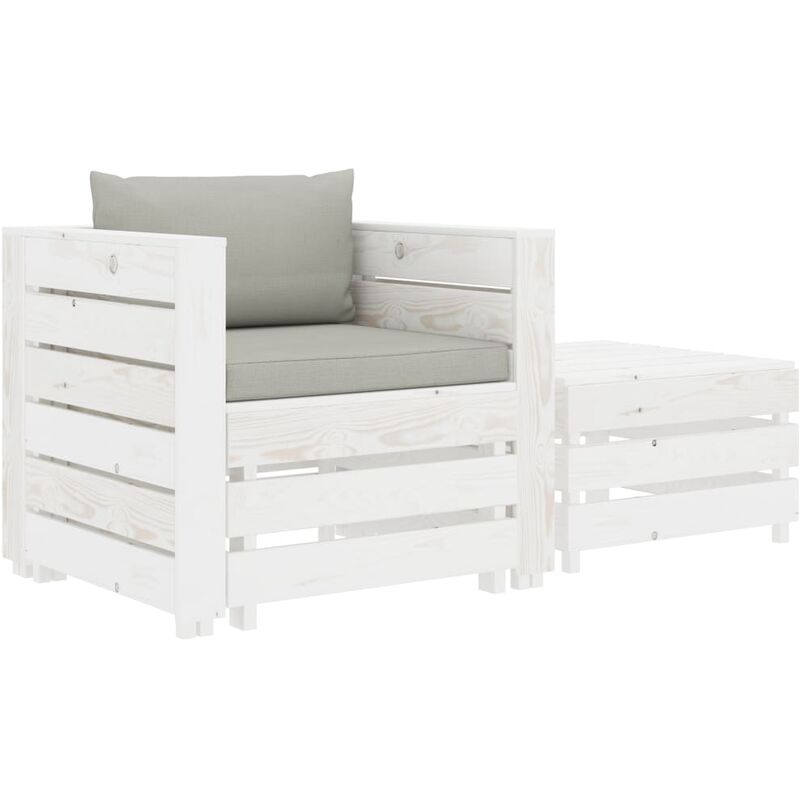 

Juego de muebles de jardín 2 piezas madera cojín gris taupe