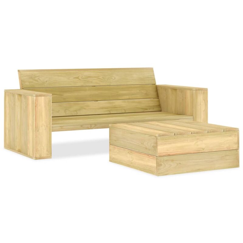 

Juego de muebles de jardín 2 piezas madera de pino impregnada