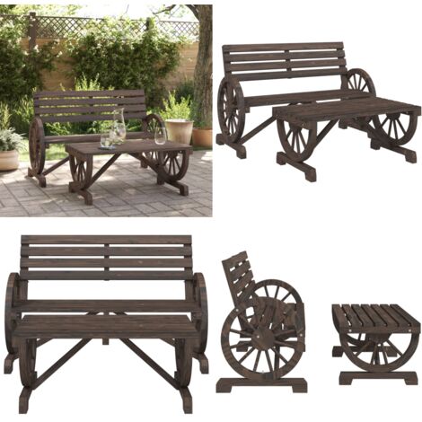 Juego de muebles de jardín 2 piezas madera maciza de abeto - Banco de jardín - Mesa de jardín