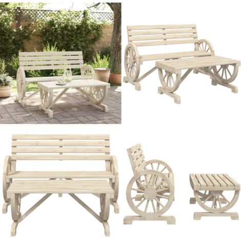 Juego de muebles de jardín 2 piezas madera maciza de abeto - Banco de jardín - Mesa de jardín