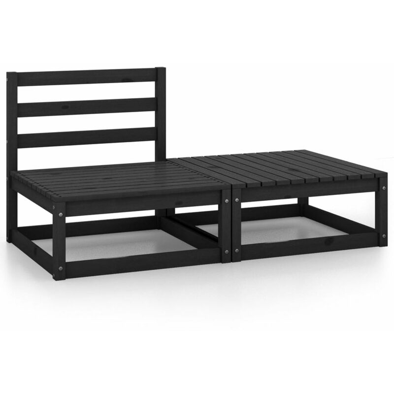 

Happyshopping - Juego de muebles de jardin 2 piezas negro madera maciza de pino