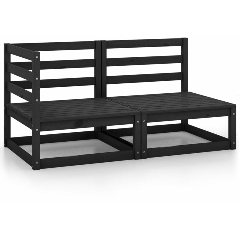 

Juego de muebles de jardín 2 piezas negro madera maciza de pino