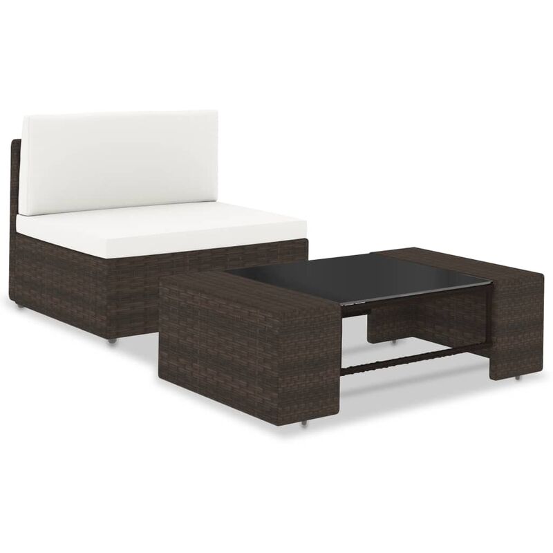 

Juego de muebles de jardín 2 piezas ratán sintético marrón