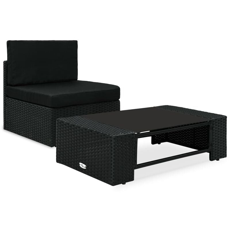 

Juego de muebles de jardín 2 piezas ratán sintético negro