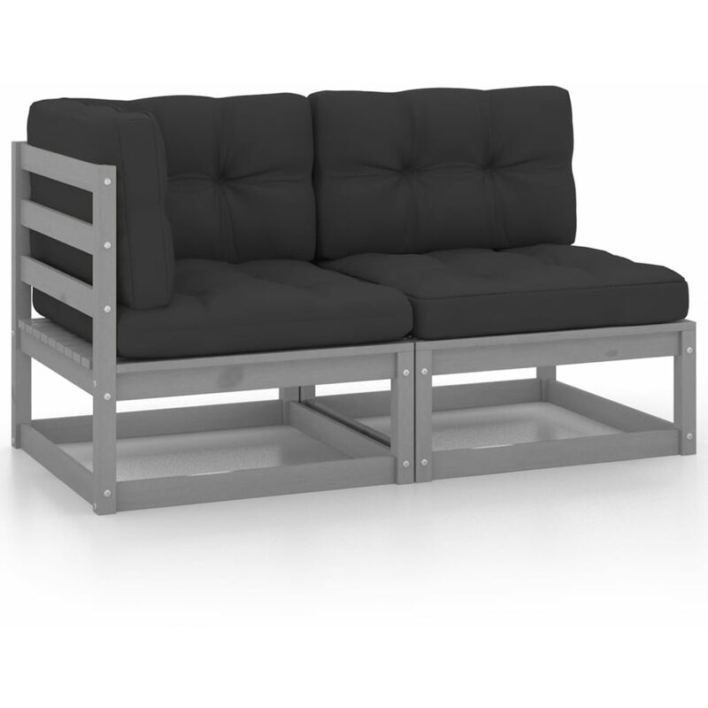 

Juego de muebles de jardín 2 pzas y cojines madera pino maciza