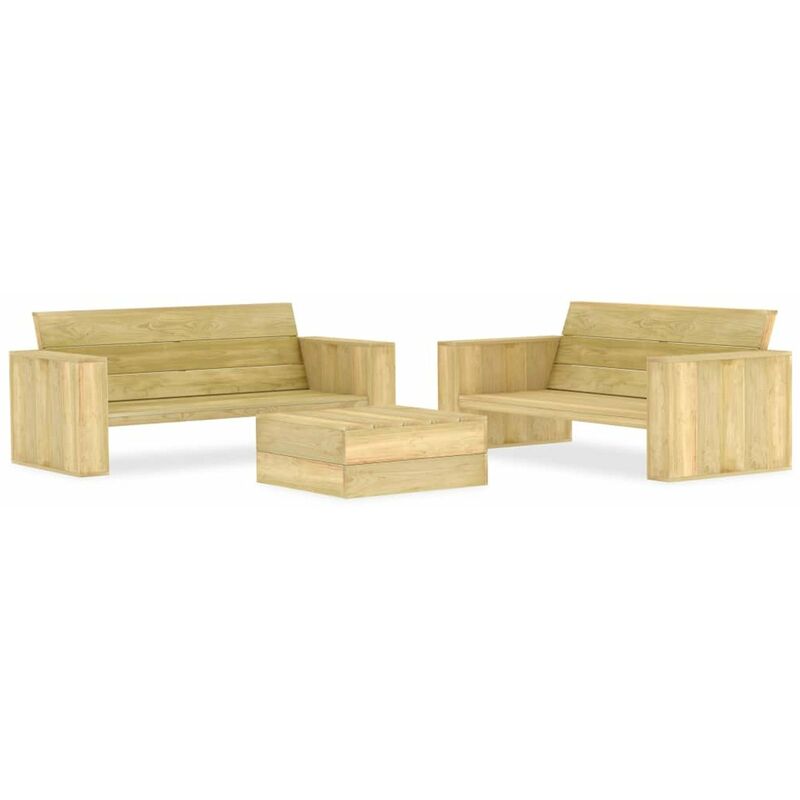 

Juego de muebles de jardin 3 piezas madera de pino impregnada