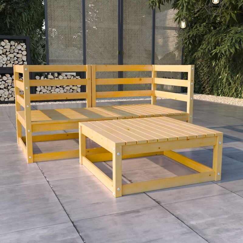 

Juego de muebles de jardín 3 piezas madera de pino maciza