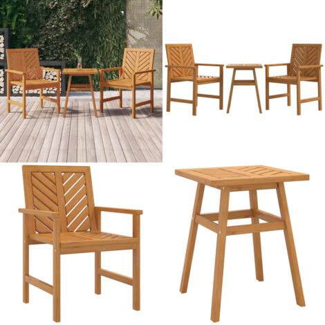 Juego de muebles de jardín 3 piezas madera maciza acacia - Muebles de exterior - Sillas de jardín