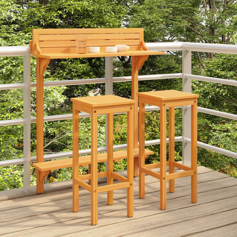

Juego de bar de balcon 3 piezas madera maciza de acacia