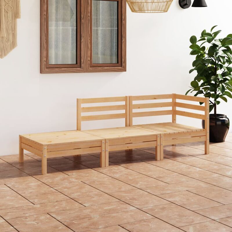 

Juego de muebles de jardín 3 piezas madera maciza de pino