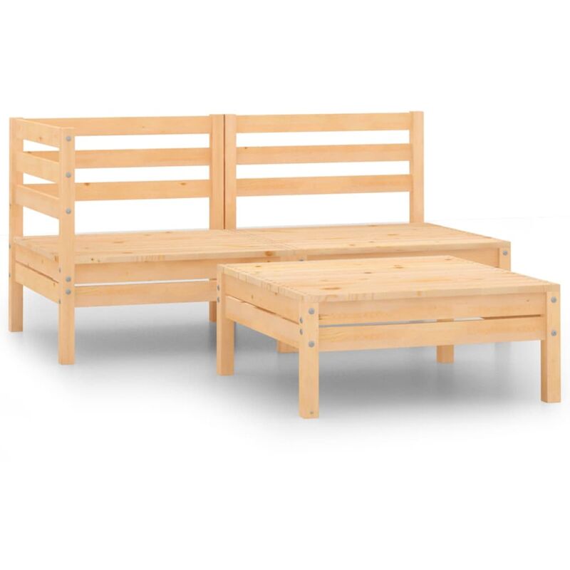 

Juego de muebles de jardín 3 piezas madera maciza de pino