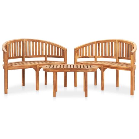 Juego de muebles de jardín 3 piezas madera maciza de teca