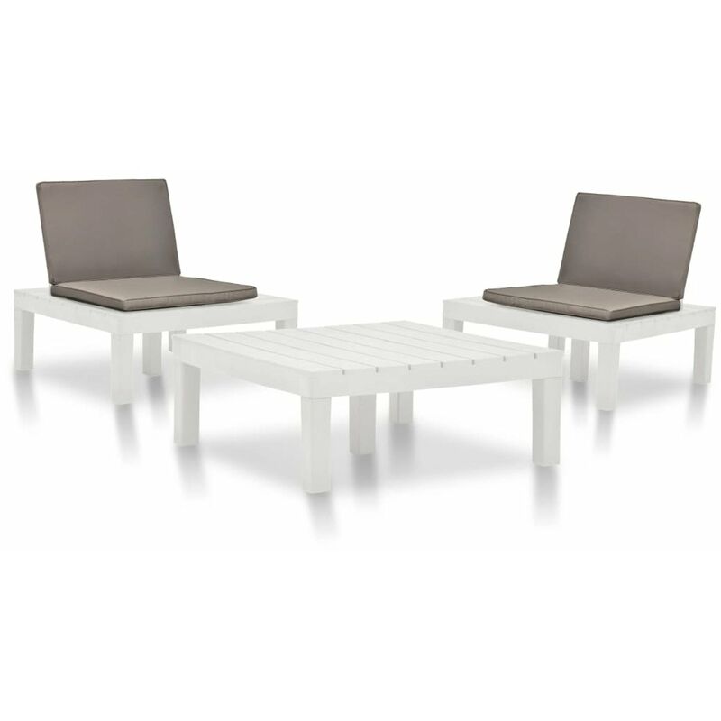 

Juego de muebles de jardin 3 piezas plastico blanco