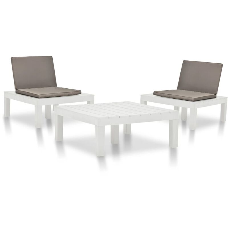 

Juego de muebles de jardín 3 piezas plástico blanco