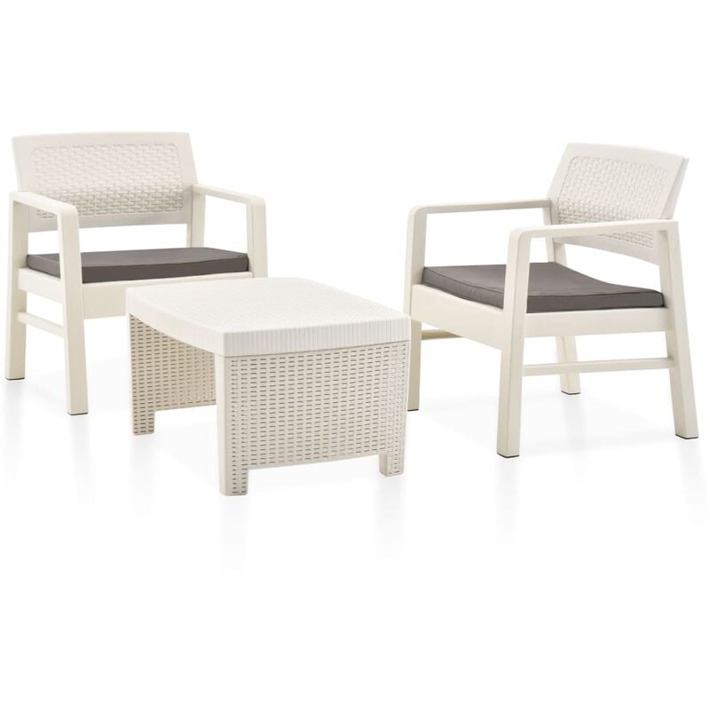 

Juego de muebles de jardín 3 piezas plástico blanco - Blanco - Vidaxl