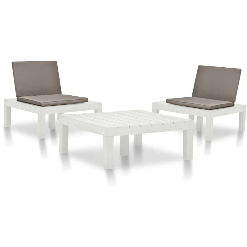 

vidaXL Juego de muebles de jardín 3 piezas plástico blanco - Blanco