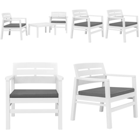 Juego de muebles de jardín 3 piezas plástico blanco - Muebles de jardín - Juego de muebles