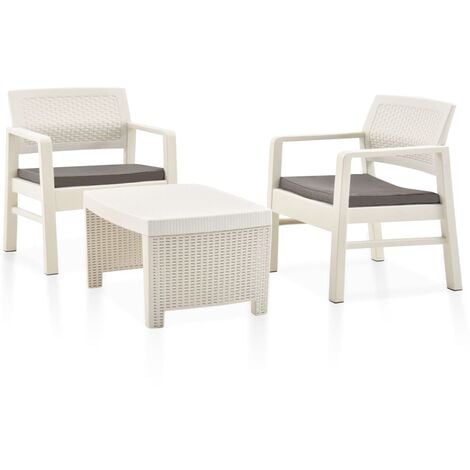 Juego de muebles de jardín 3 piezas plástico blanco vidaXL