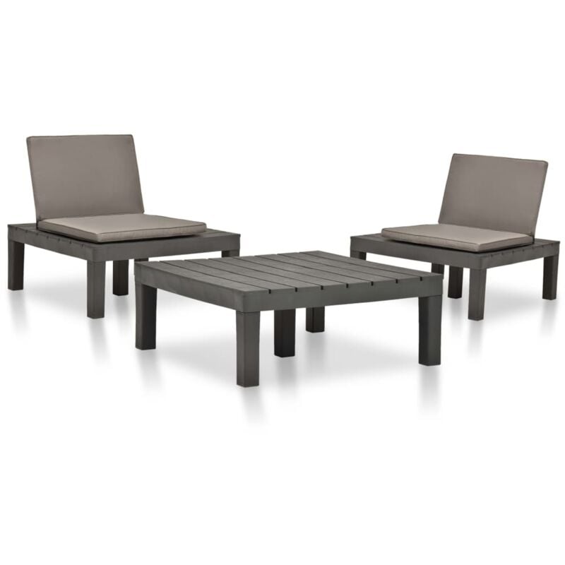 

vidaXL Juego de muebles de jardín 3 piezas plástico gris antracita - Antracita
