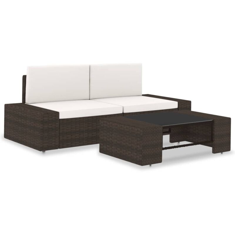 

vidaXL Juego de muebles de jardín 3 piezas ratán sintético marrón - Marrón
