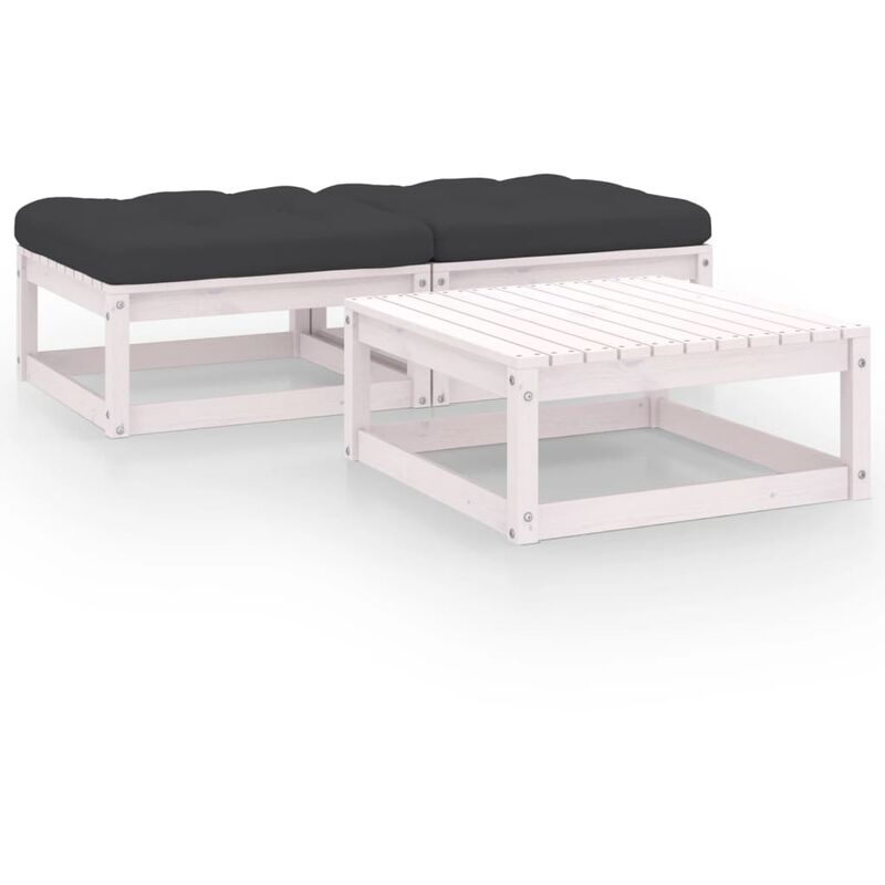 

Juego de muebles de jardín 3 pzas y cojines madera pino maciza