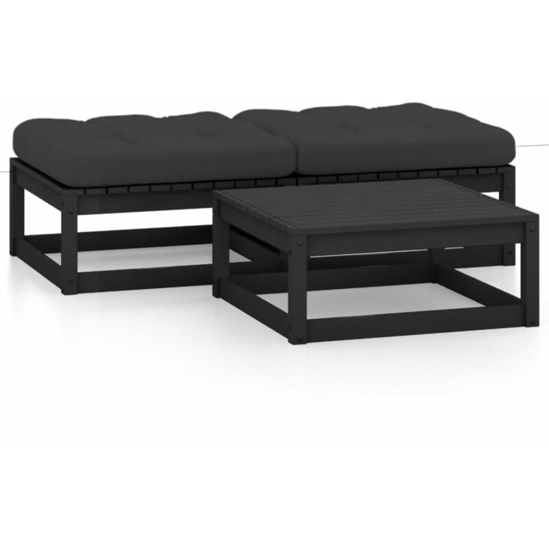

Juego de muebles de jardín 3 pzas y cojines madera pino maciza