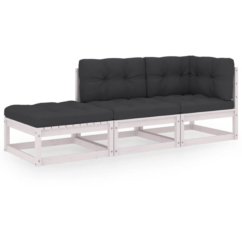 

Juego de muebles de jardín 3 pzas y cojines madera pino maciza
