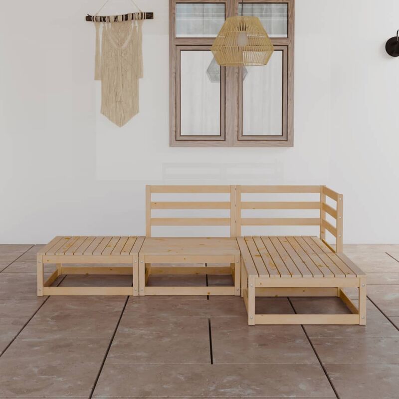 

Juego de muebles de jardín 4 piezas madera maciza de pino