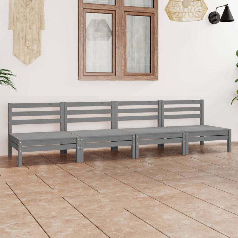 

Juego de muebles de jardín 4 piezas madera maciza de pino gris