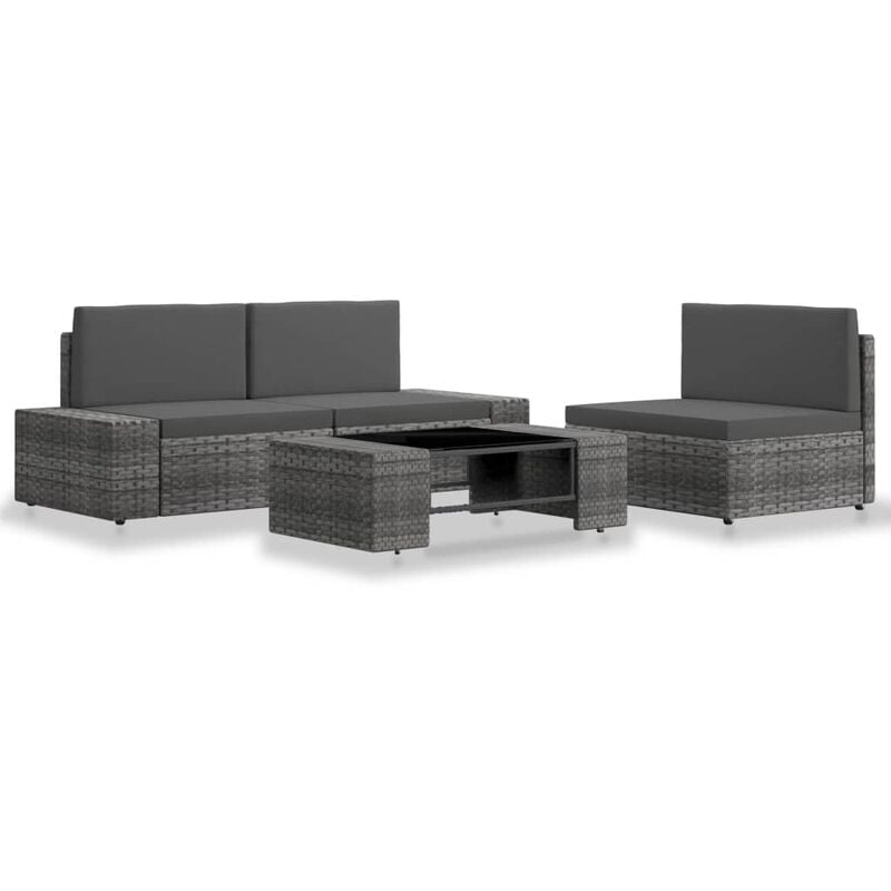 

Juego de muebles de jardín 4 piezas ratán sintético gris