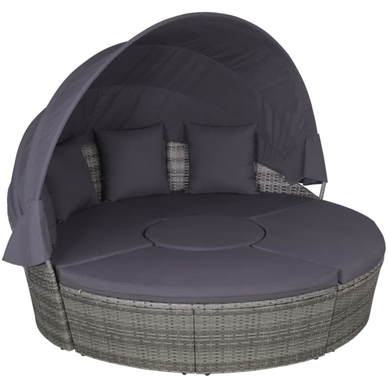 

vidaXL Muebles de jardín con cojines 4 piezas ratán sintético gris - Gris